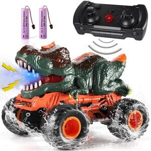2.4GHz Remote Control Dinosaur Truck Toys RC Dino Car Gifts for Kids Boys
